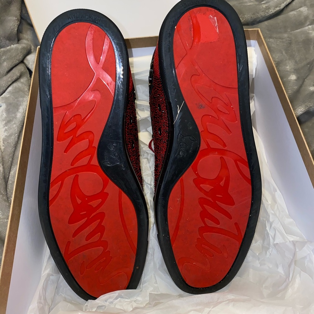 Christian Louboutin Red Glitter Orlando Flat - Picture 6 of 6